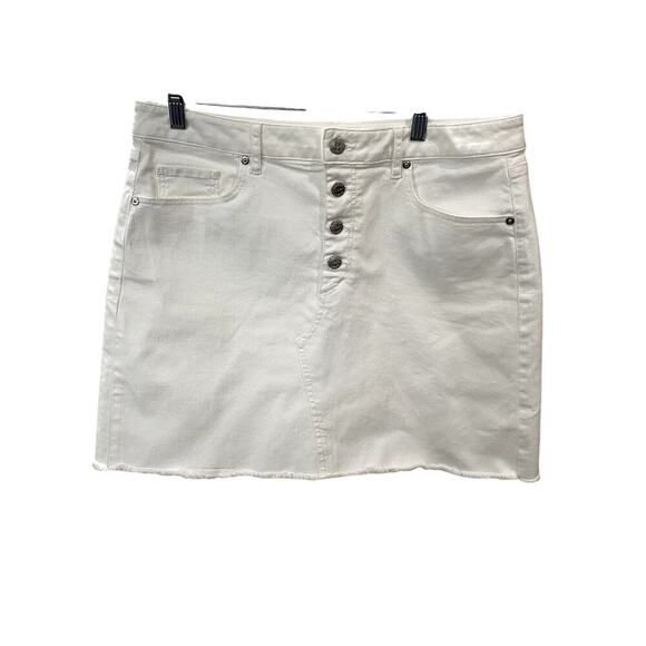 Ann Taylor Loft White Denim Mini Skirt - Size 12 (NWT) - Picture 1 of 8